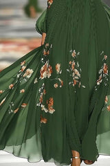 Floral Print Off-shoulder Fitted Waist Maxi Dress