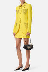 Wool Fitted Single-Breasted Blazer in Yellow