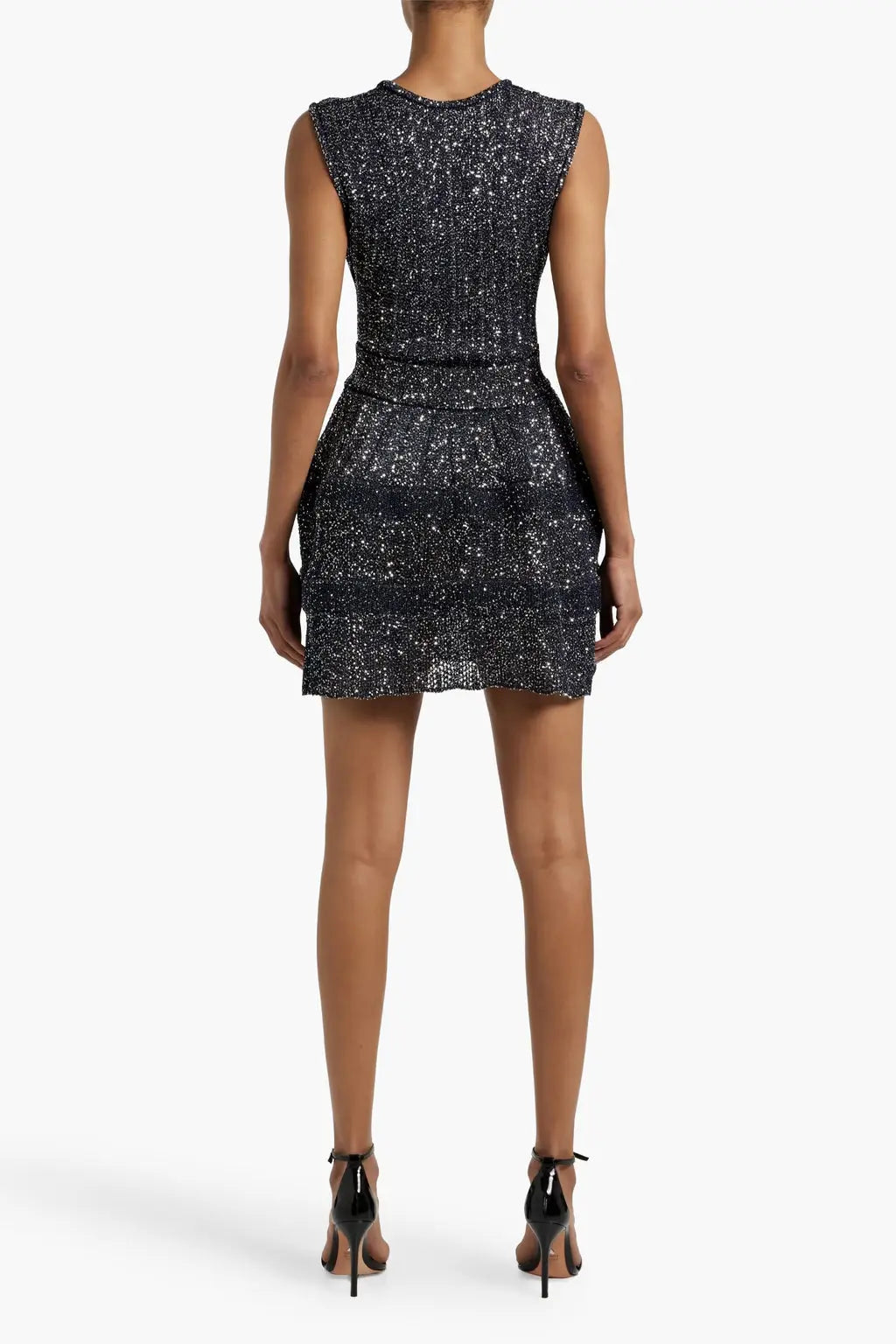 Stretch-Knit Mini Dress in Black