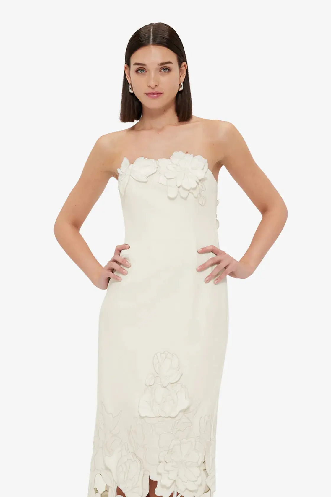 Sequin Bustier Maxi Dress in White