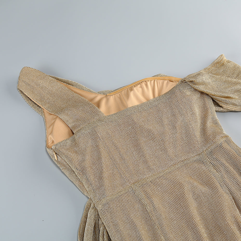 One-Shoulder Bodycon Maxi Dress in Khaki