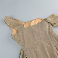 One-Shoulder Bodycon Maxi Dress in Khaki