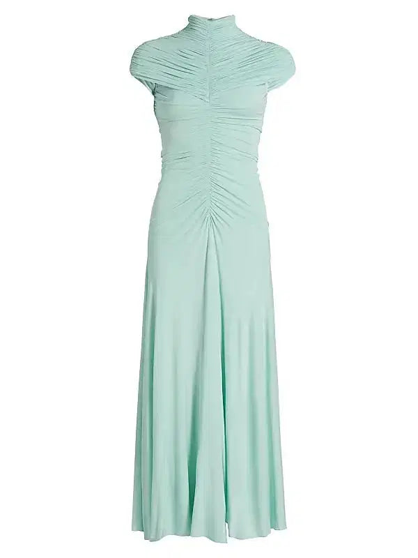 High-Neck Maxi Dress in Green