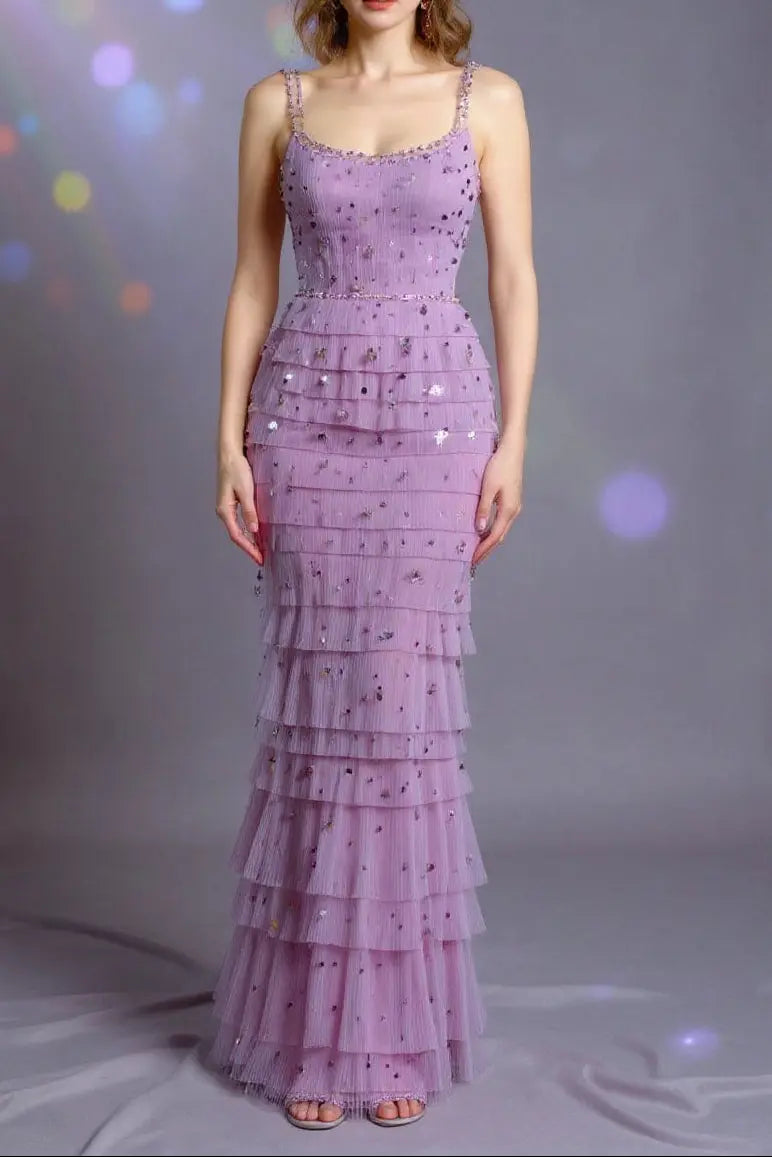 Purple Embellished Maxi Dress