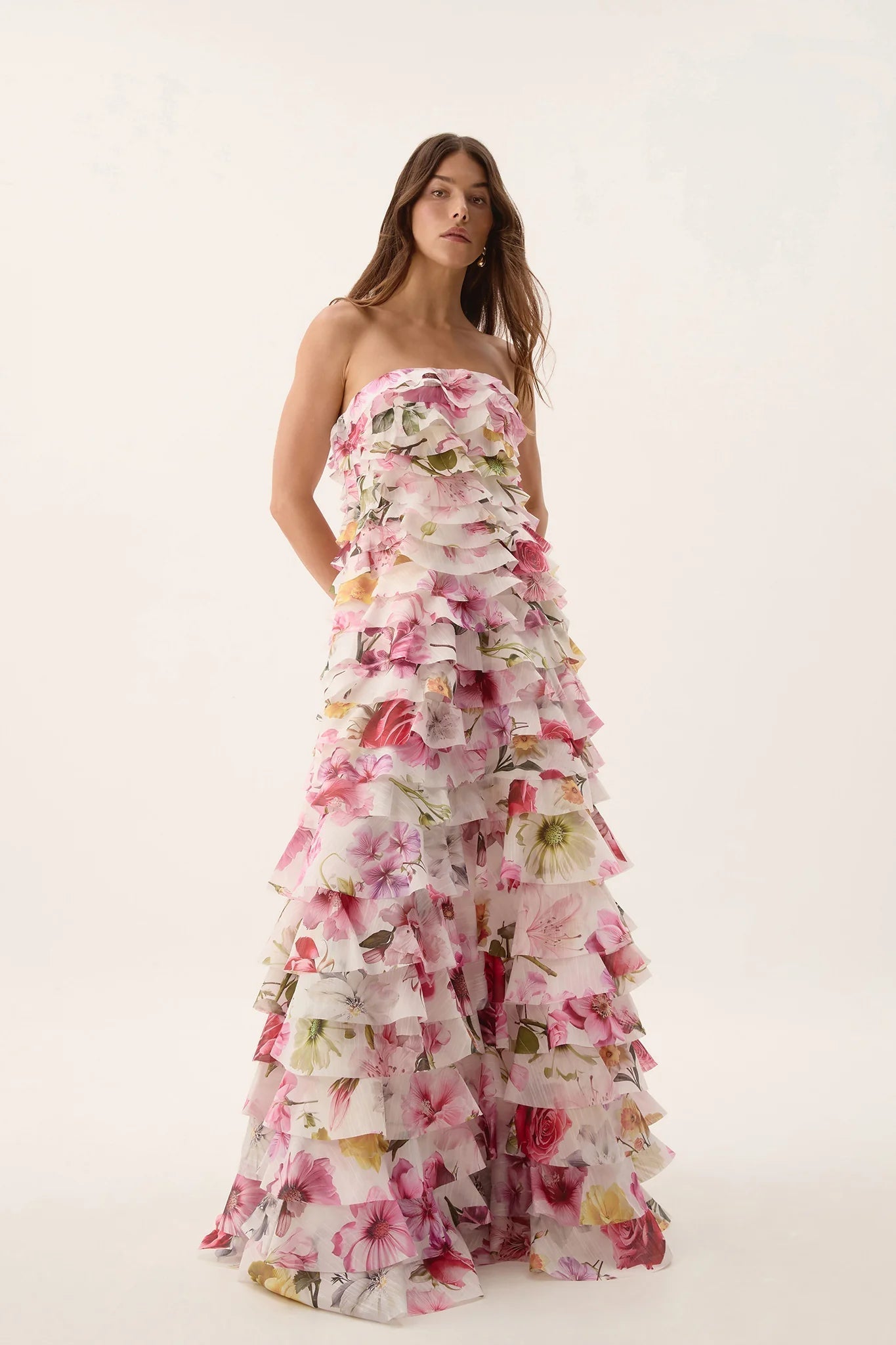 Cathy Floral Print Maxi Dress in Pink
