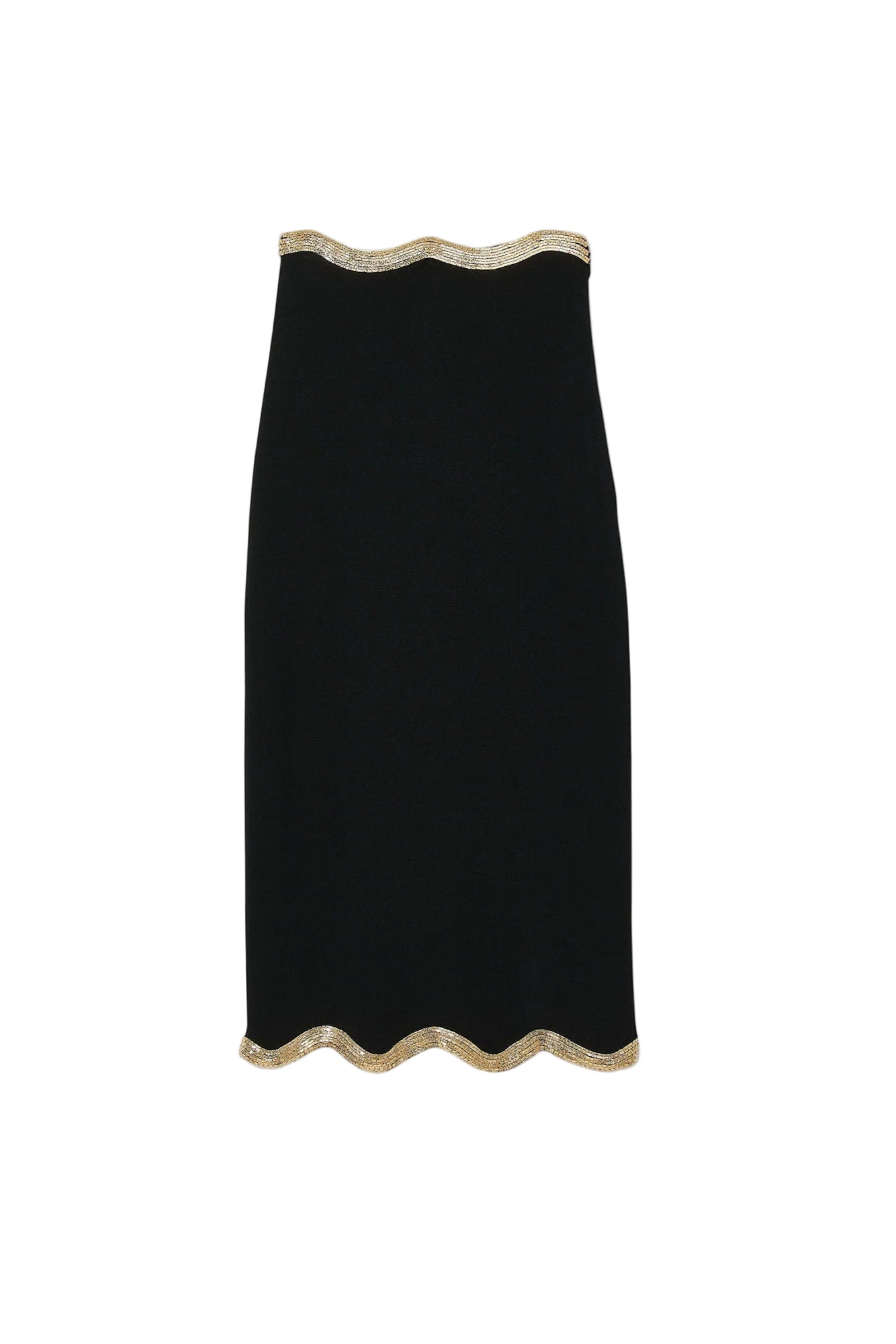 Black Long Knitted Skirt with Chain Detail