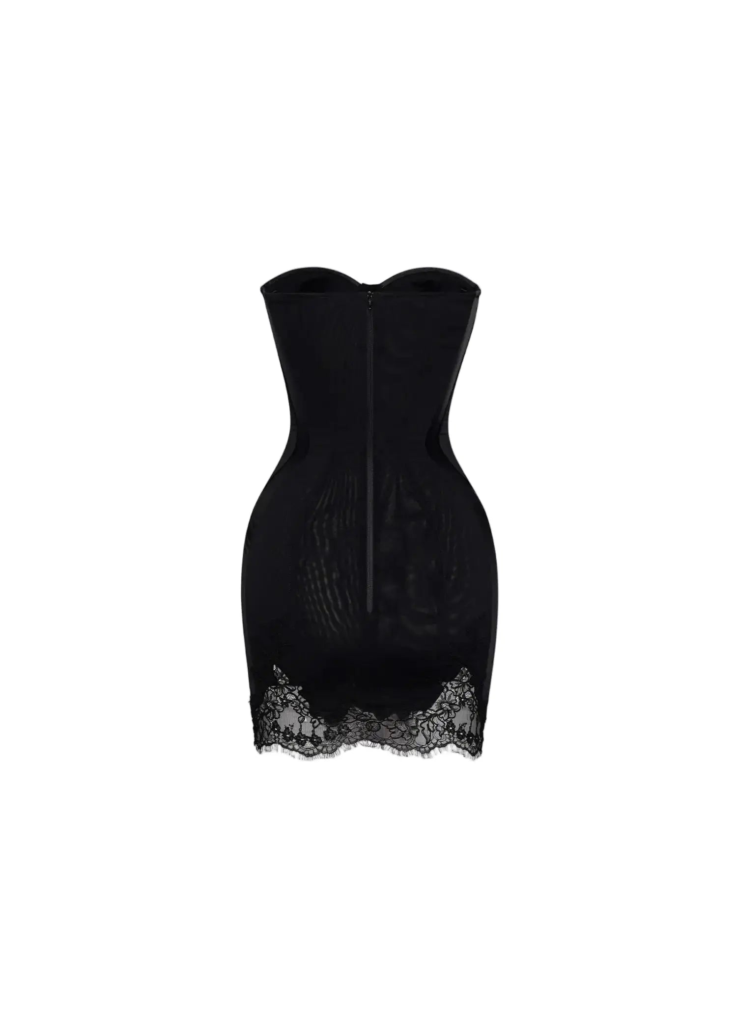 Black Cord Lace Bustier Mini Dress
