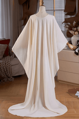 Cream Flowy Cape Long Train Shawl