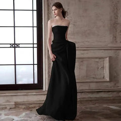 Ruched Beading Black Prom Dress