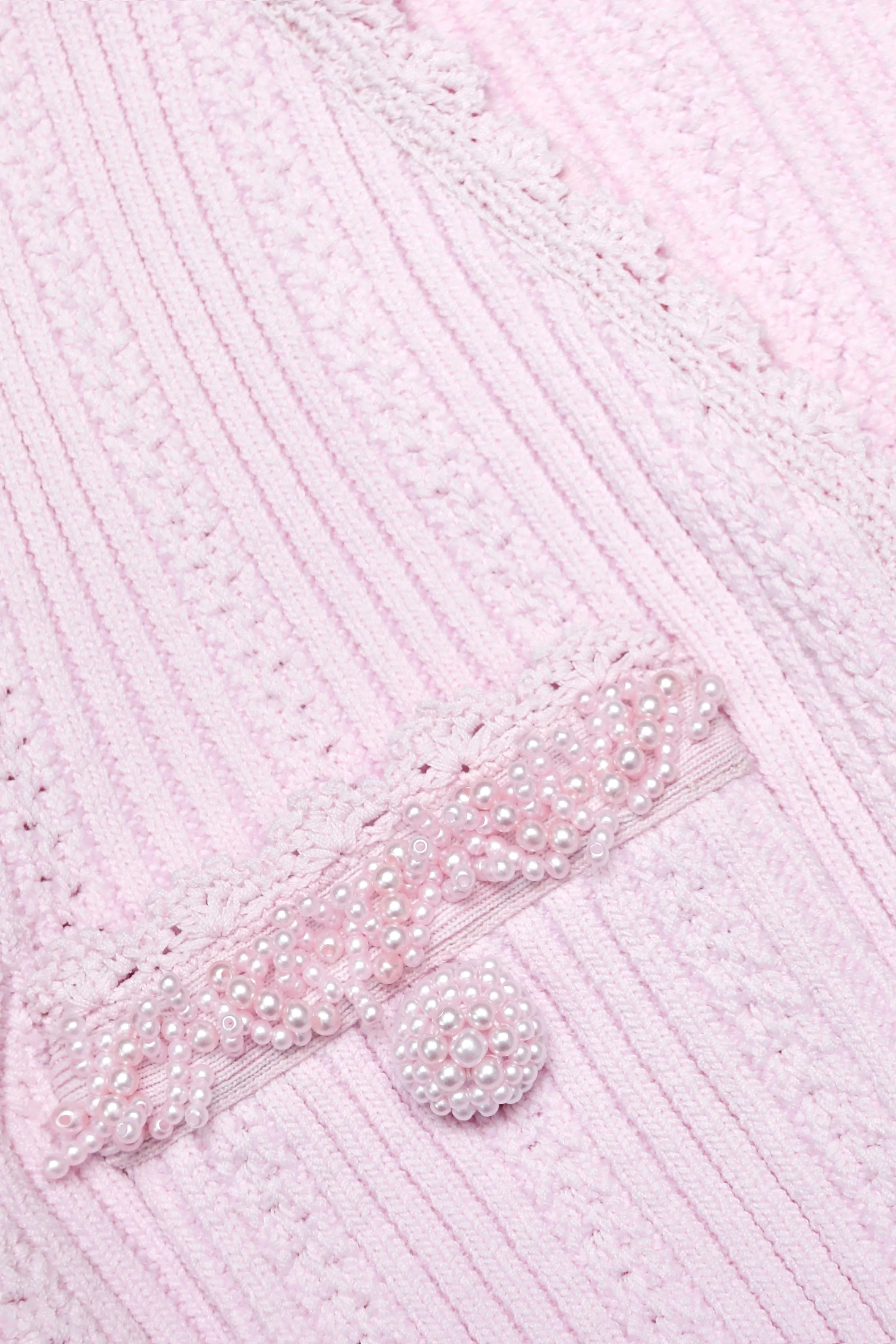 Pink Trim V-Neck Knit Mini Dress
