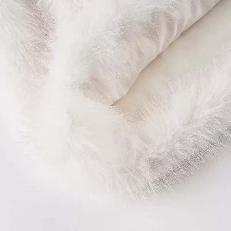 White Faux Fur Slim Mini Dress