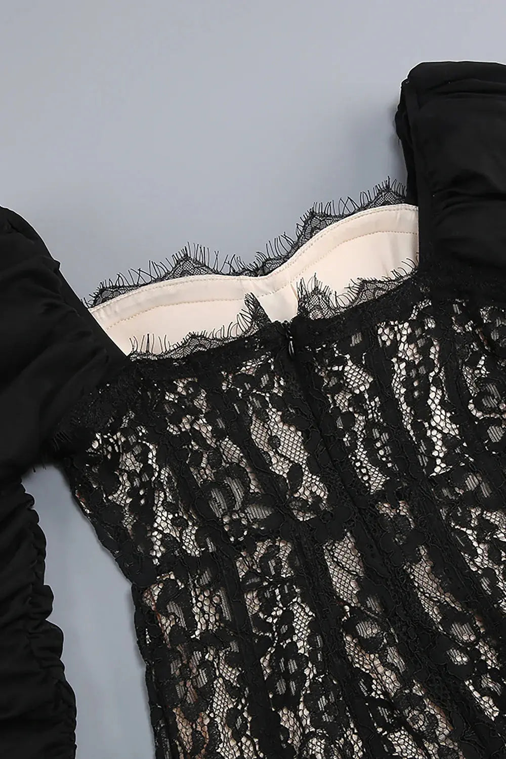 Square Neck Lace Maxi Dress in Black