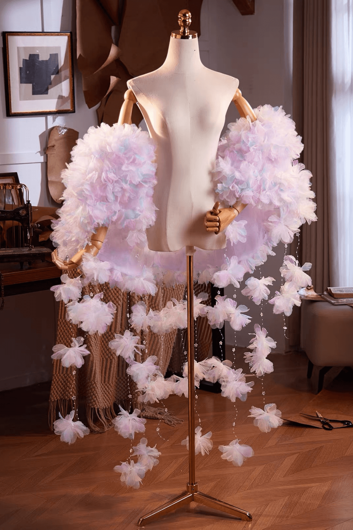 Fairy 3D Flower Crystal Cape Shawl