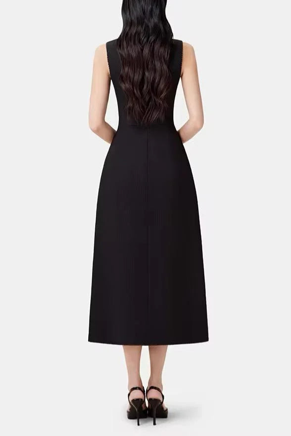 Collar Blazer Midi Dress in Black