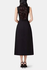 Collar Blazer Midi Dress in Black