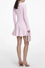 Pink Trim V-Neck Knit Mini Dress