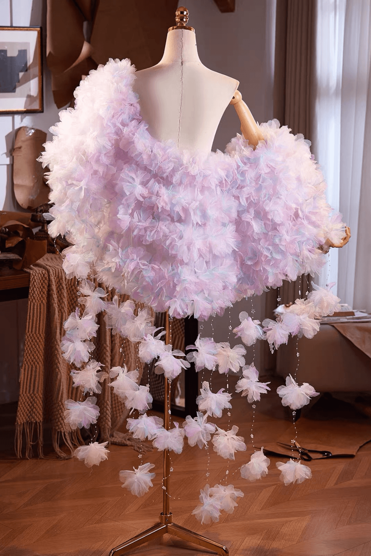 Fairy 3D Flower Crystal Cape Shawl