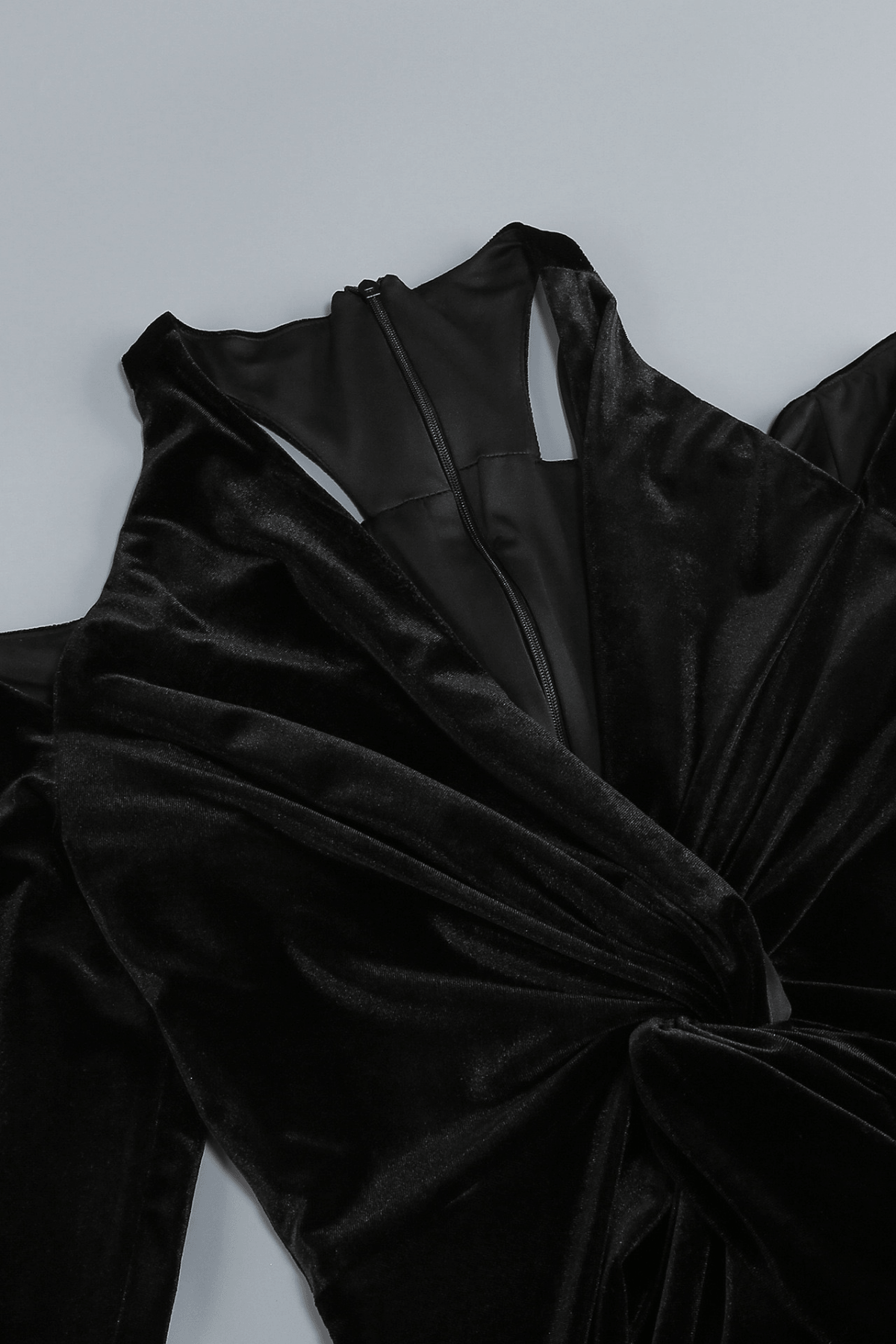 Black Cold Shoulder Deep V Maxi Dress