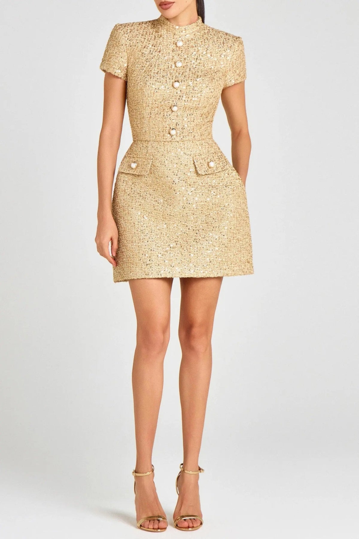 Embellished Mini Dress in Gold