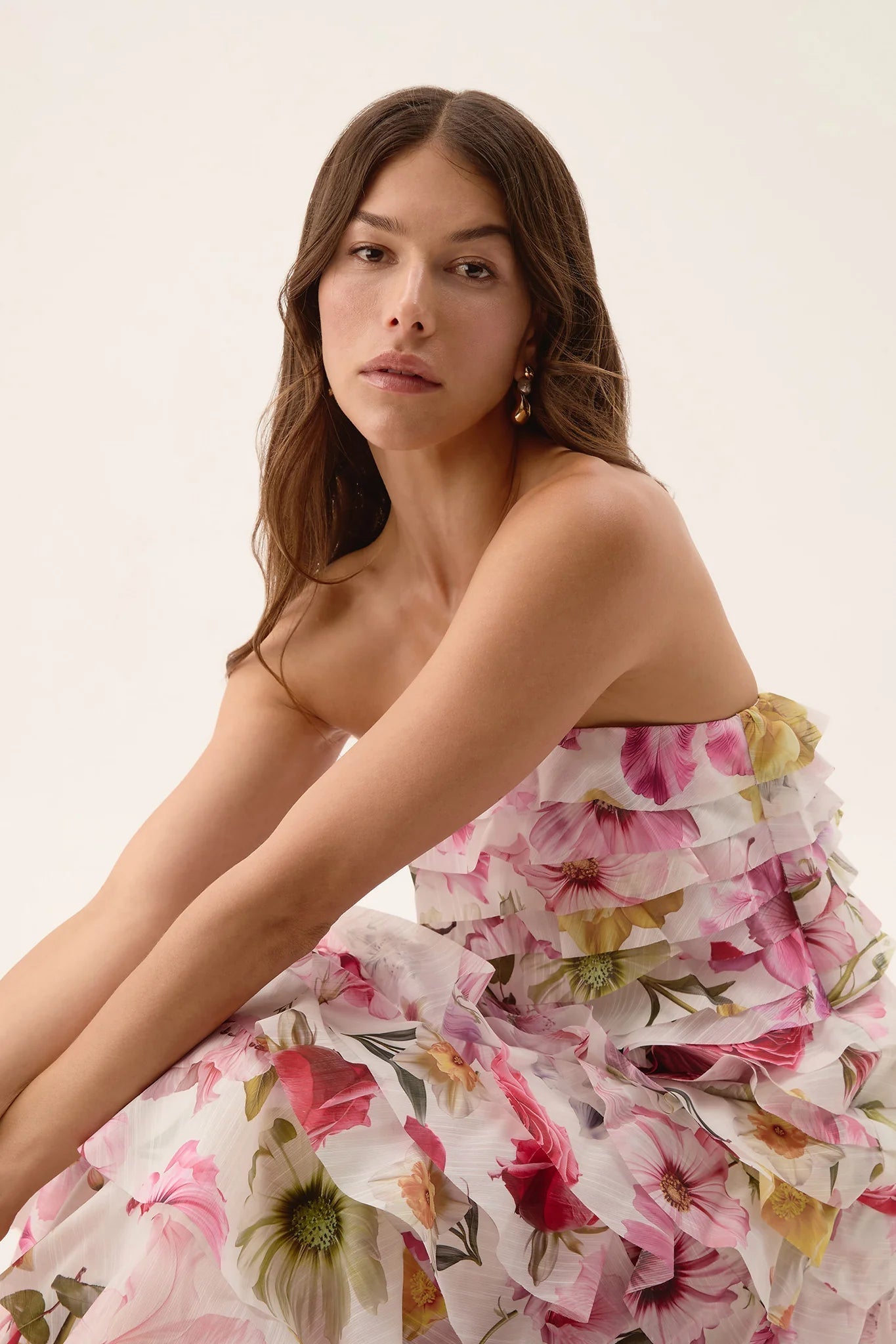 Cathy Floral Print Maxi Dress in Pink