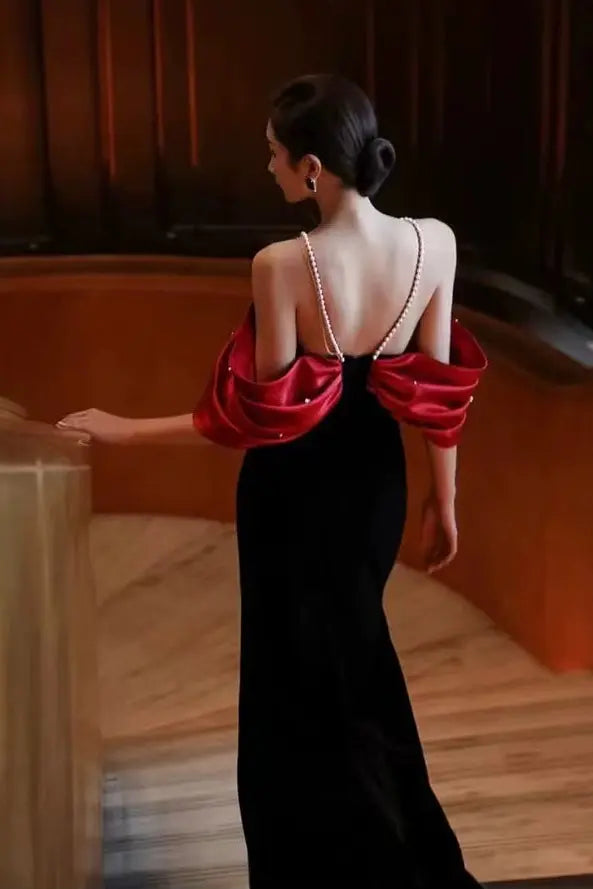 Off Shoulder Maxi Dress - Red