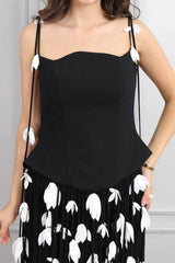 Black Flower Mini Dress