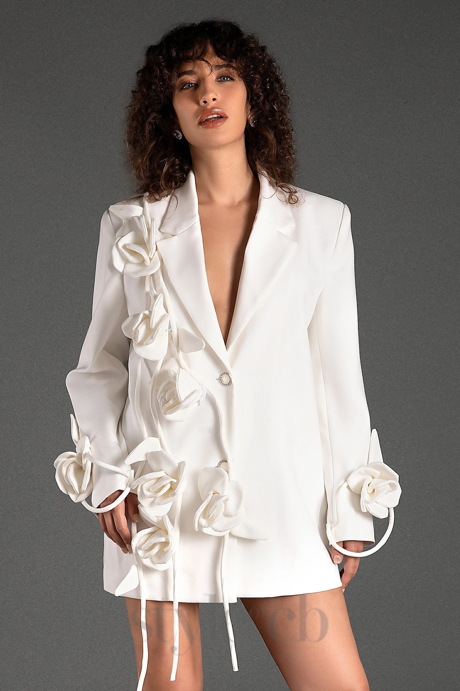 Long Sleeve 3D Flower Blazer