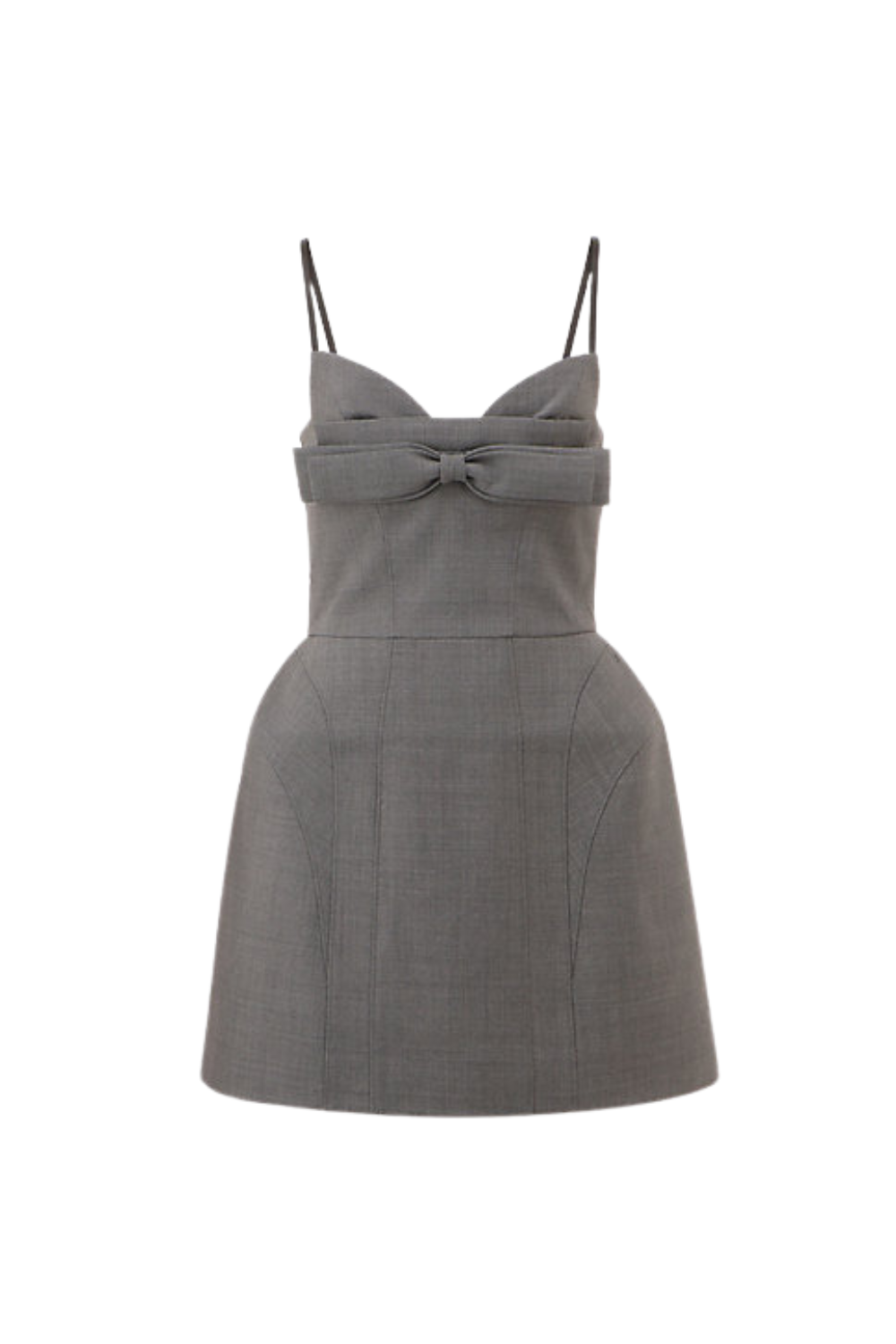 Bow-Embellished Mini Dress in Grey