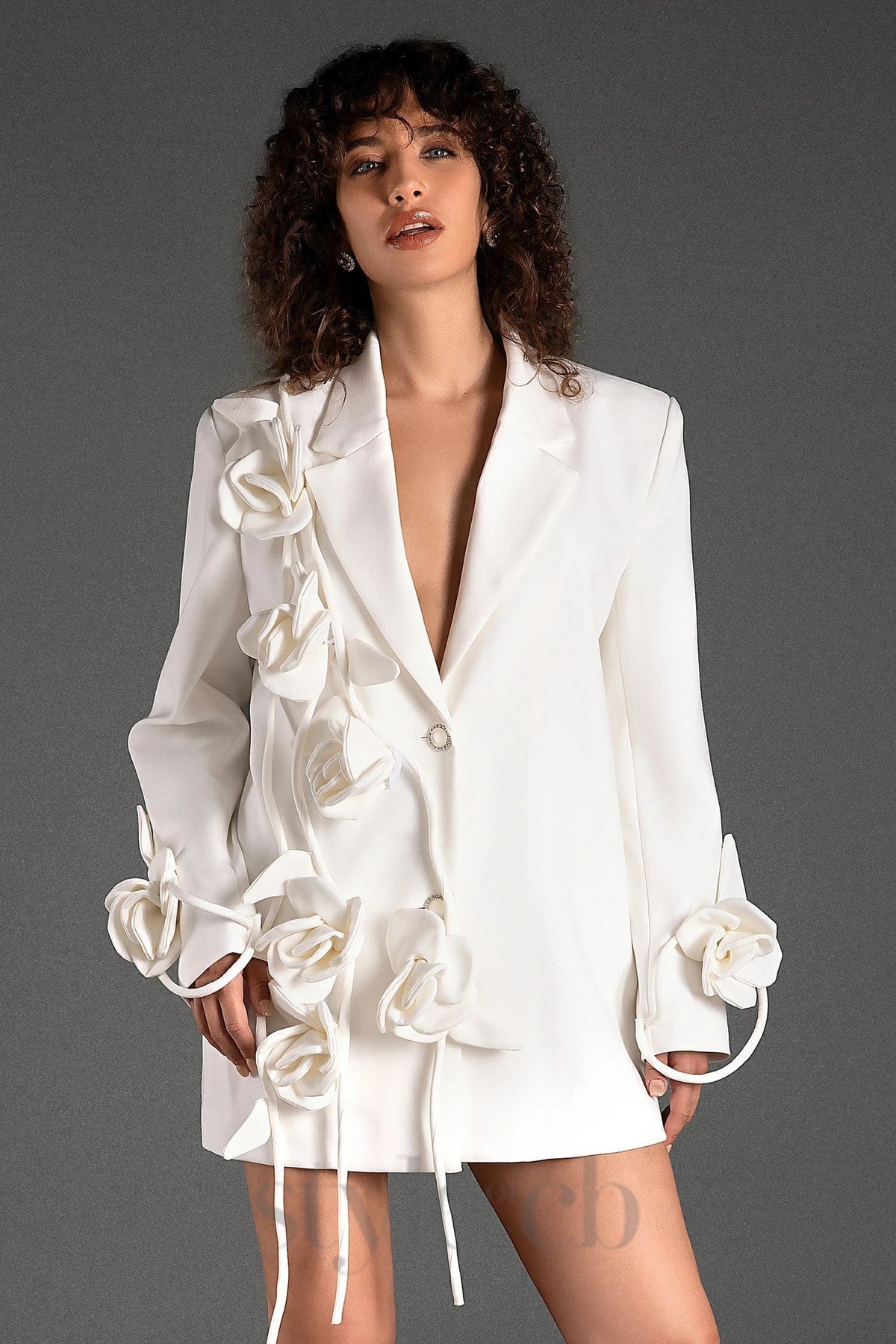 Long Sleeve 3D Flower Blazer