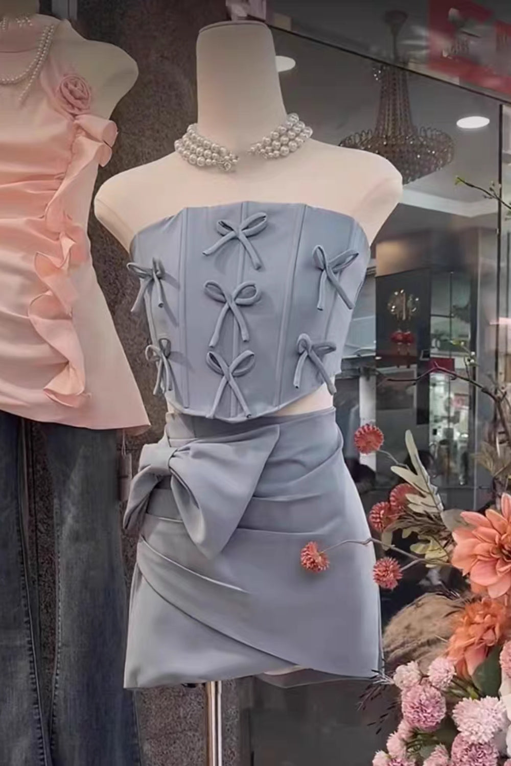 Embellished Two-Piece Set In Blue