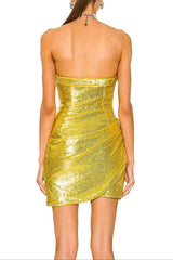 Sequin Mini Dress in Gold