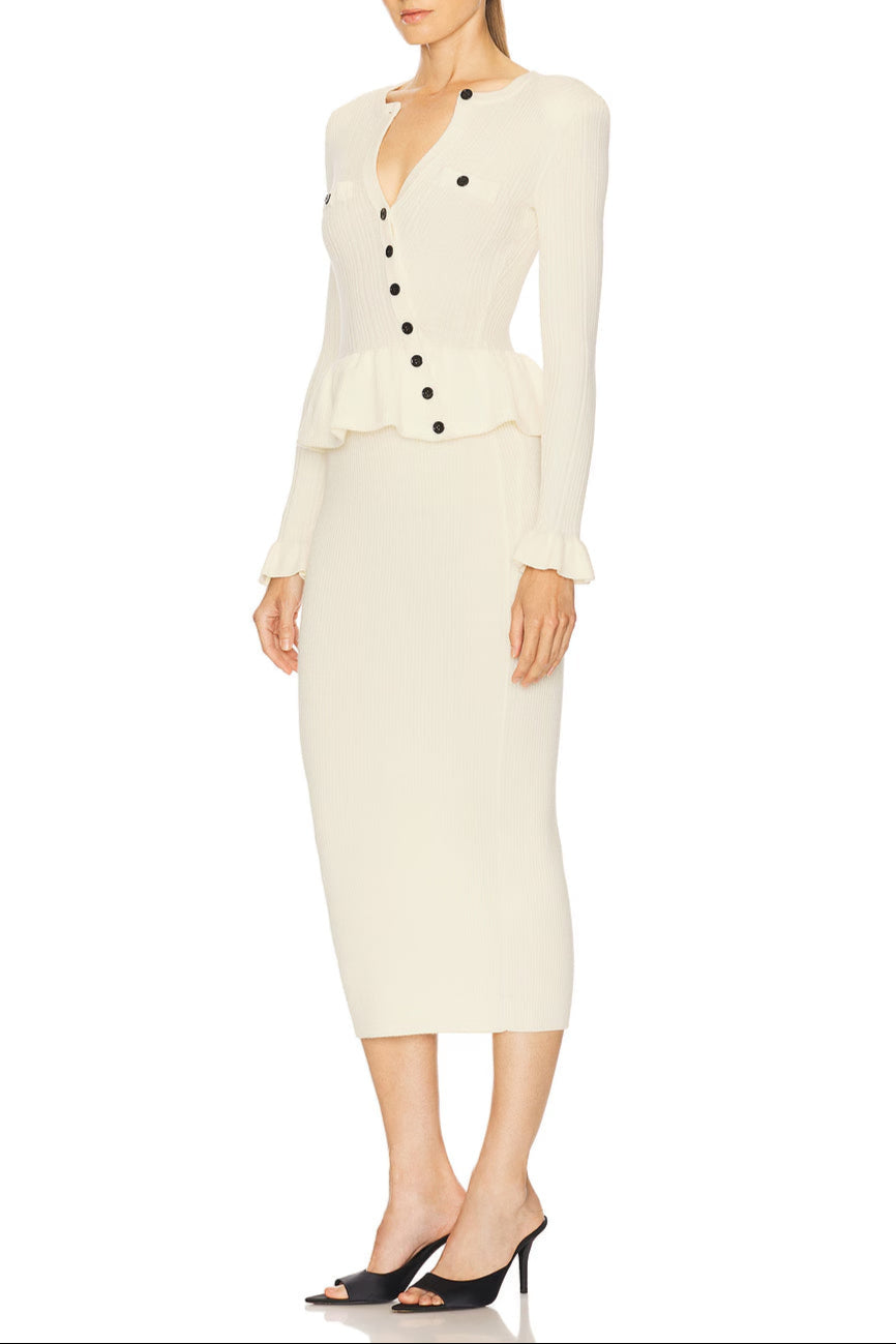 Knit Midi Dress in Beige