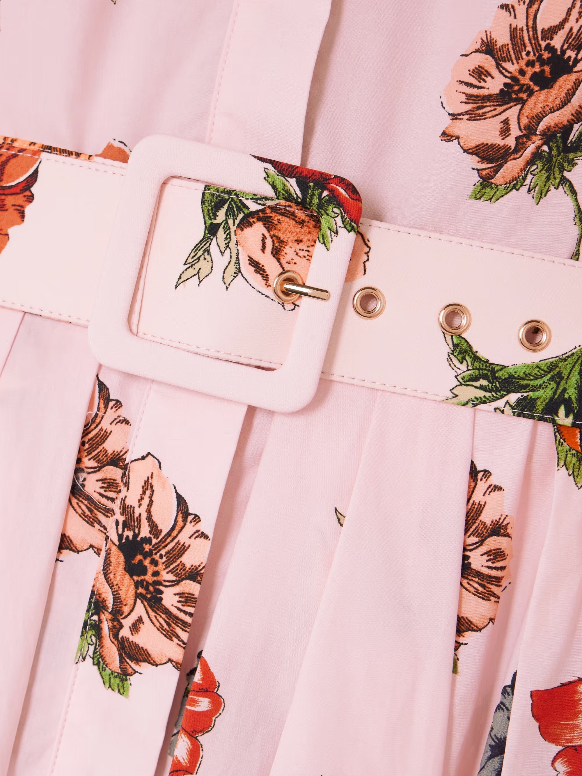 Floral-Print Cotton-Poplin Midi Shirt Dress - Pink
