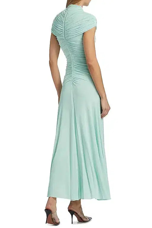 High-Neck Maxi Dress in Green