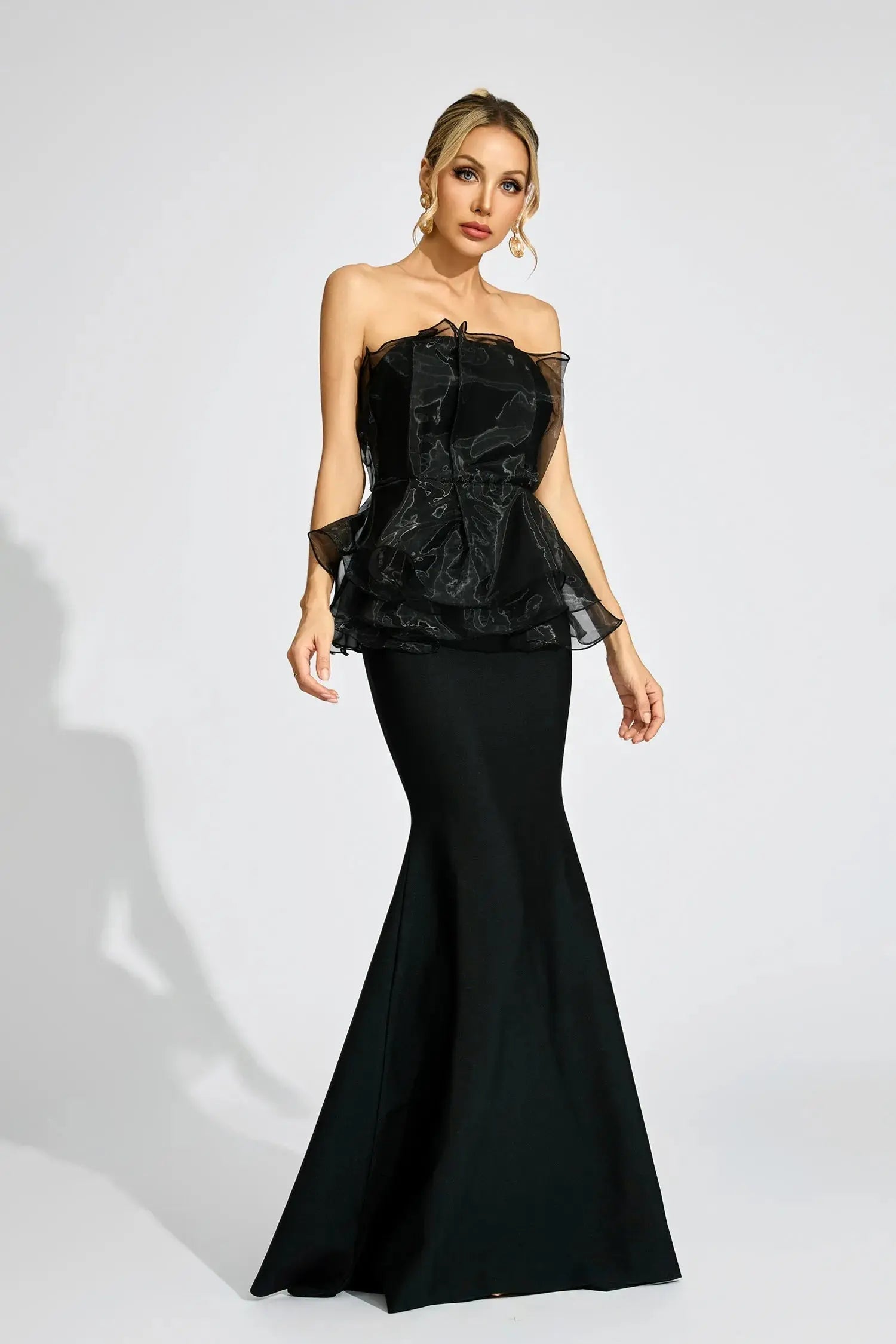 Black Peplum Maxi Dress