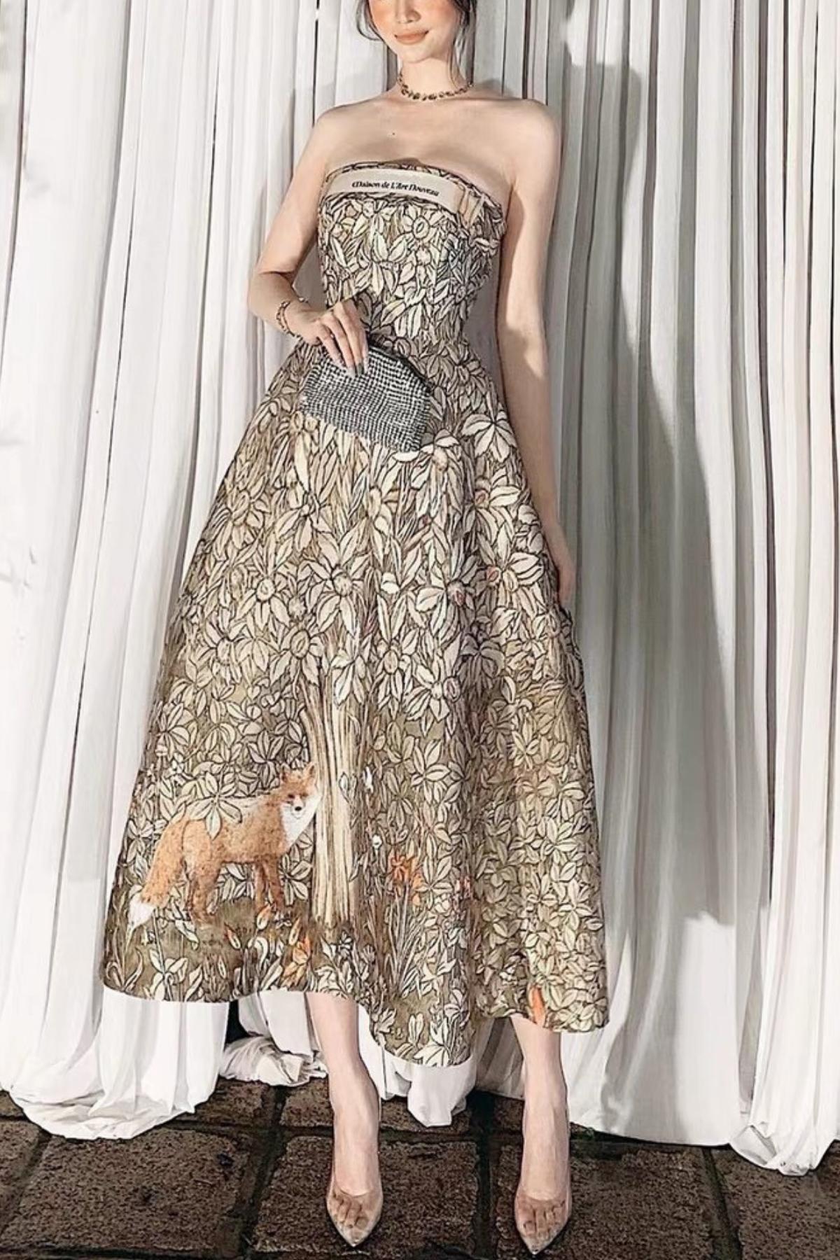Emerald Forest Print Midi Dress