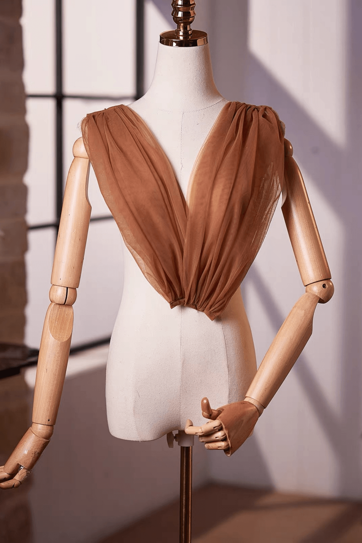 Brown Sheer Wrap Evening Shawl