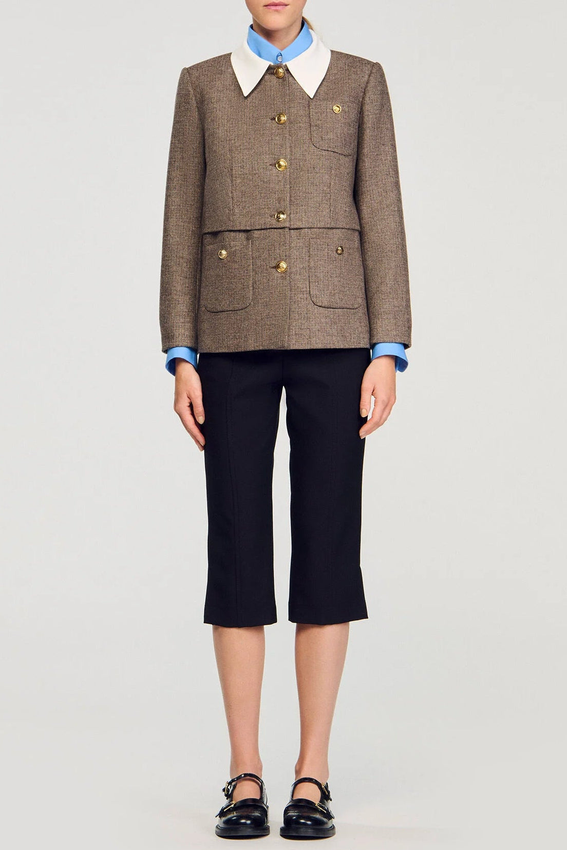 Houndstooth Suit Jacket in Brown