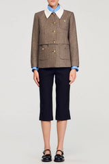 Houndstooth Suit Jacket in Brown