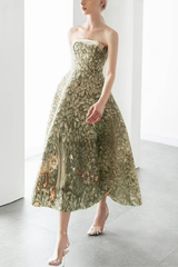 Emerald Forest Print Midi Dress