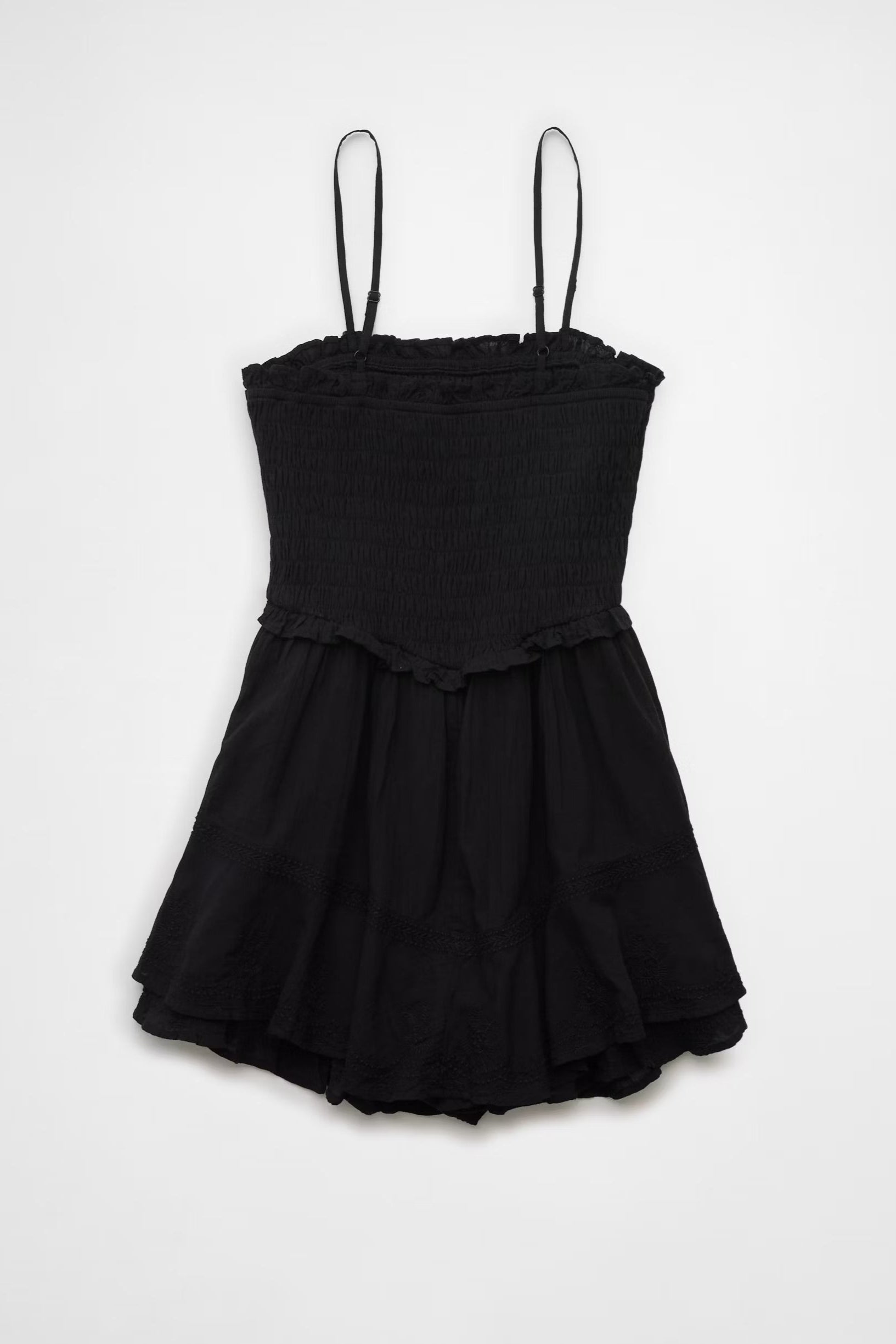 Ruffle Romper Mini Dress in Black