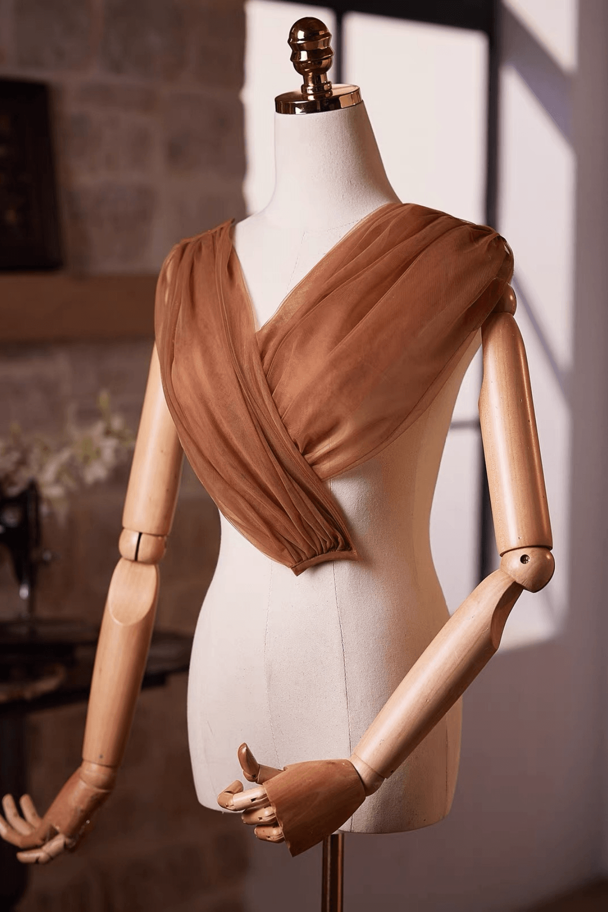 Brown Sheer Wrap Evening Shawl