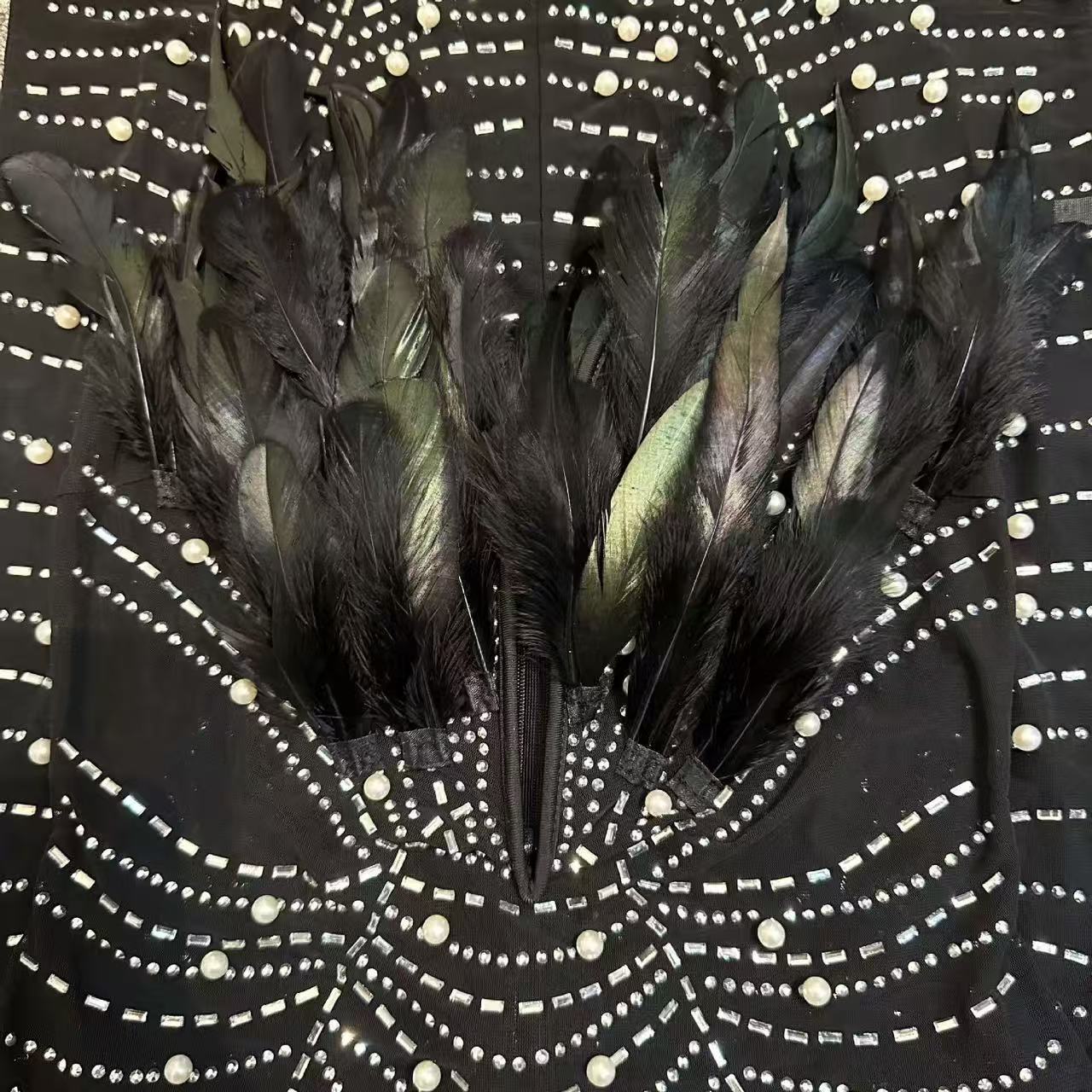 Strapless Feather Mini Dress