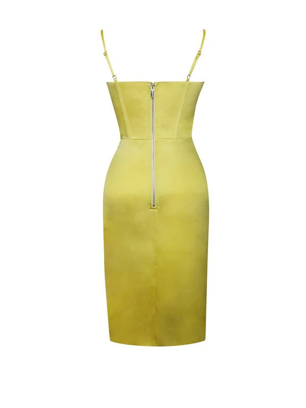 Yellow Satin Mini Dress