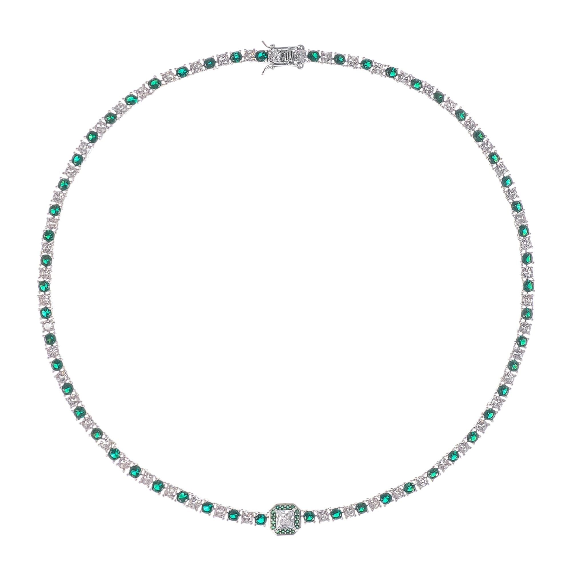 Sequin Green Crystal Embellished Necklace