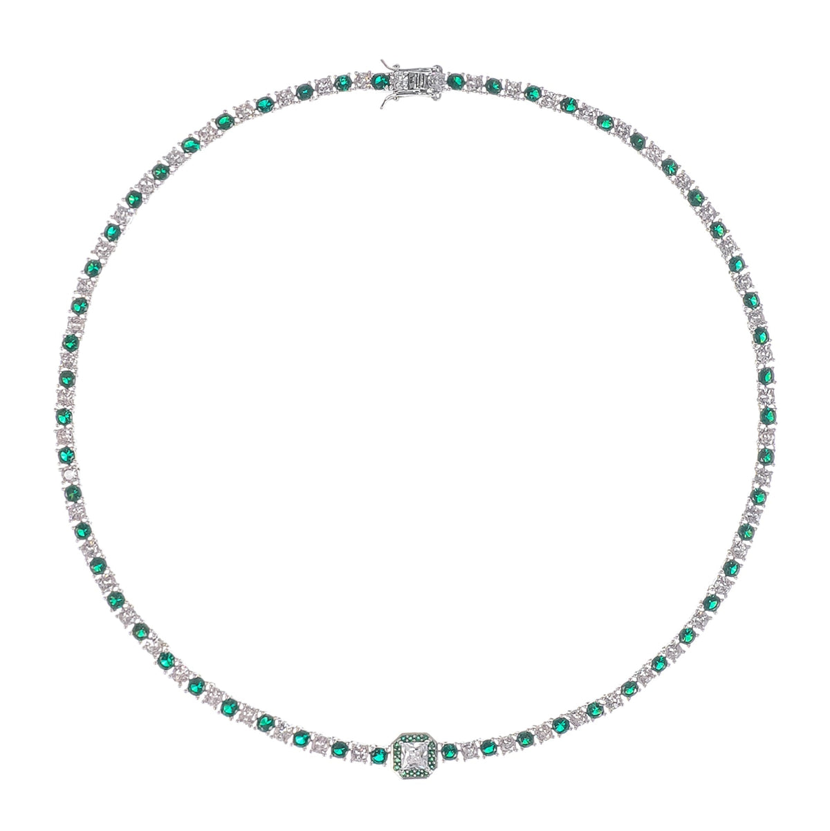 Sequin Green Crystal Embellished Necklace