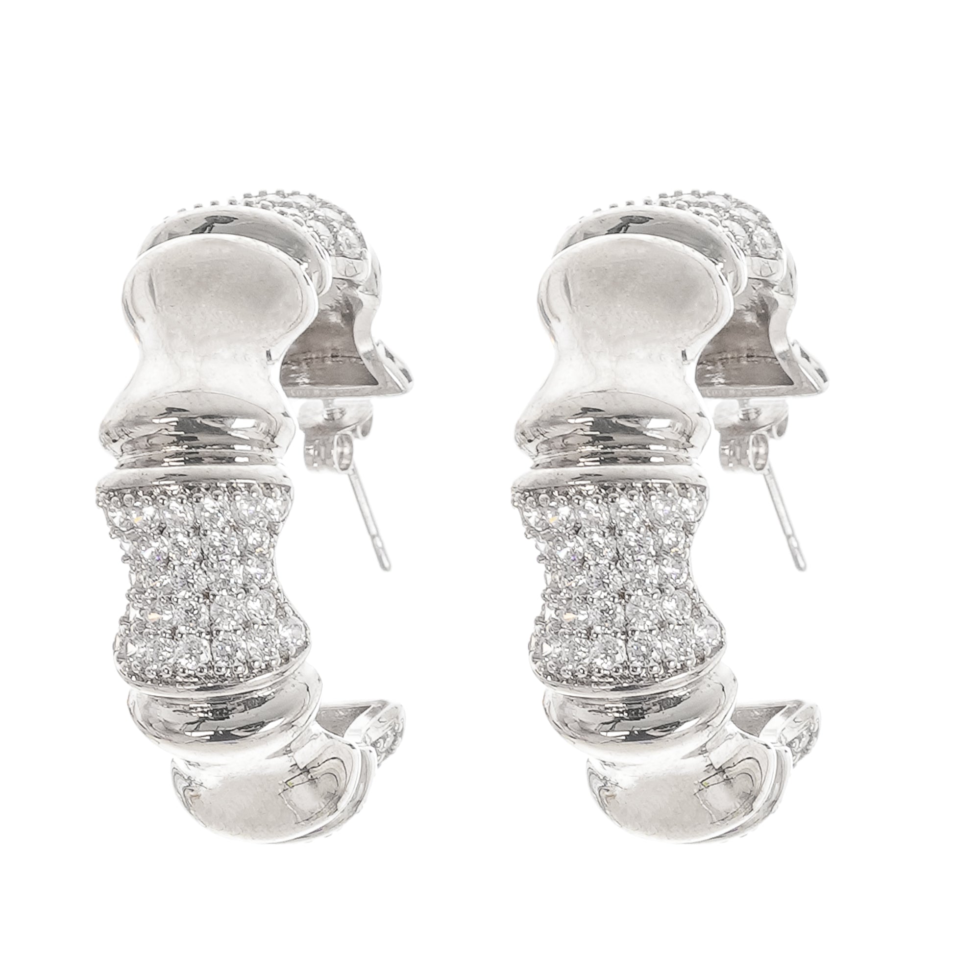 Silver Tone Crystal Embellished Earrings