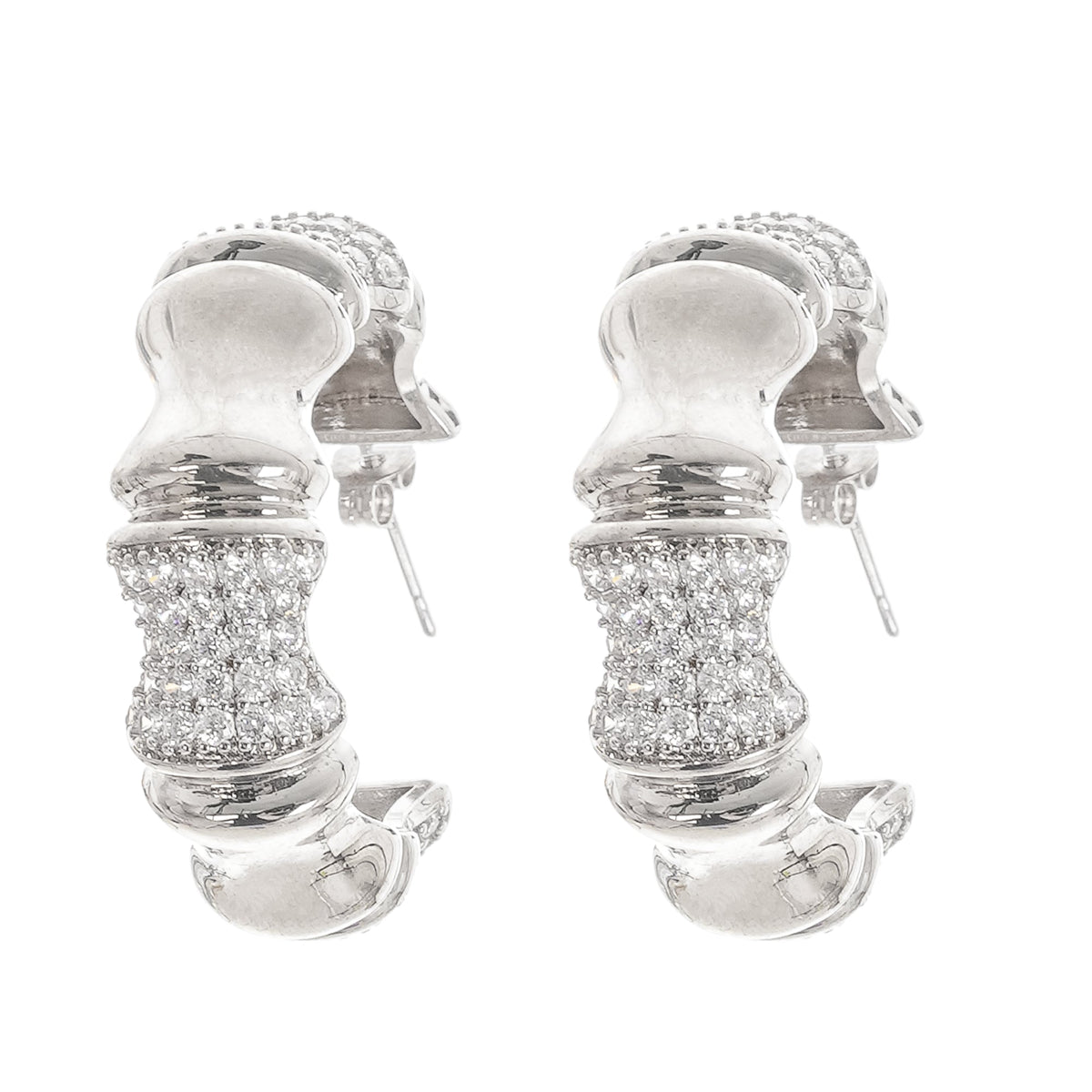 Silver Tone Crystal Embellished Earrings