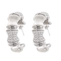 Silver Tone Crystal Embellished Earrings