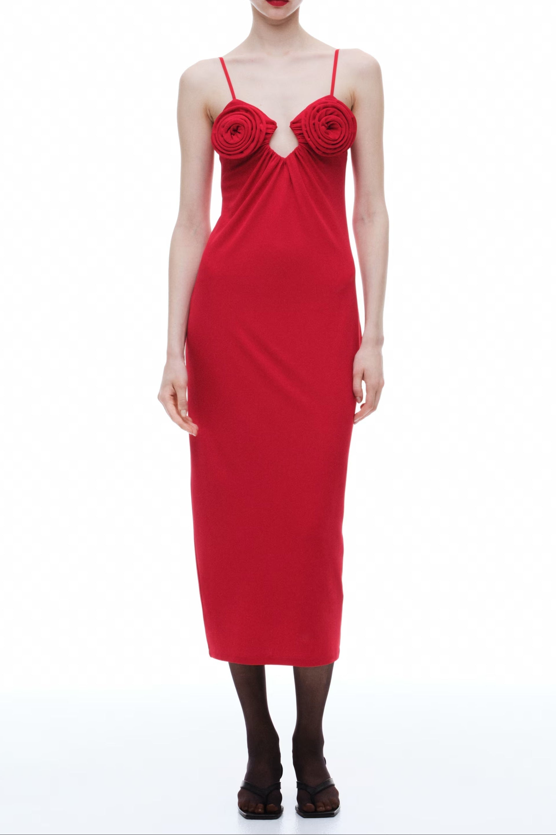 Rose Strappy Maxi Dress in Red